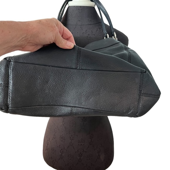 COACH BLACK PEBBLE LEATHER EDIE HANDBAG - Picture 5 of 14